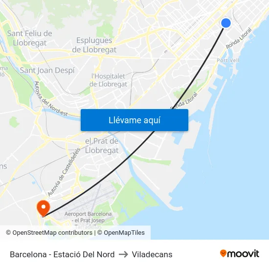Barcelona - Estació Del Nord to Viladecans map