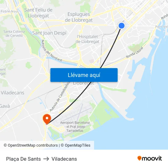 Plaça De Sants to Viladecans map