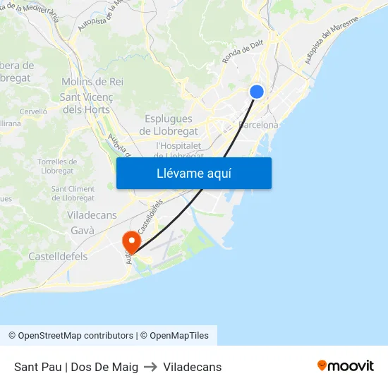 Sant Pau | Dos De Maig to Viladecans map