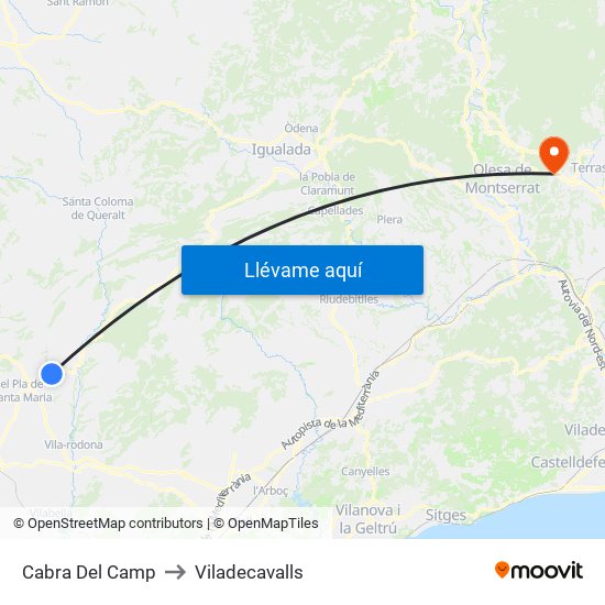 Cabra Del Camp to Viladecavalls map