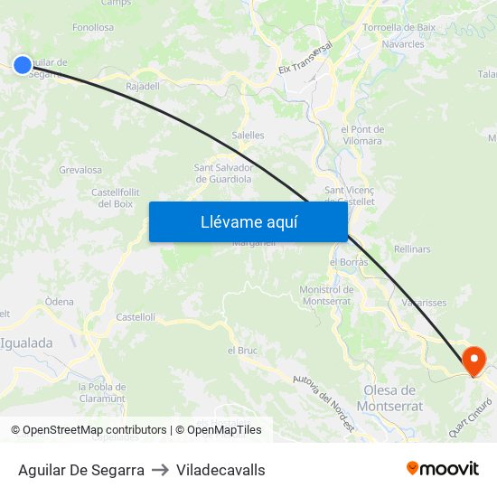 Aguilar De Segarra to Viladecavalls map