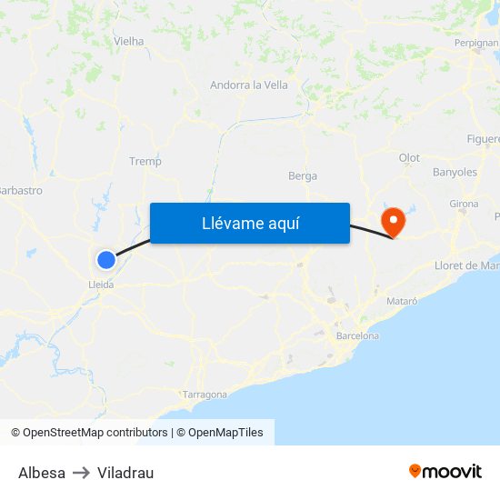 Albesa to Viladrau map