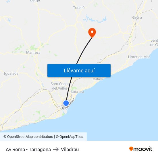 Av Roma - Tarragona to Viladrau map