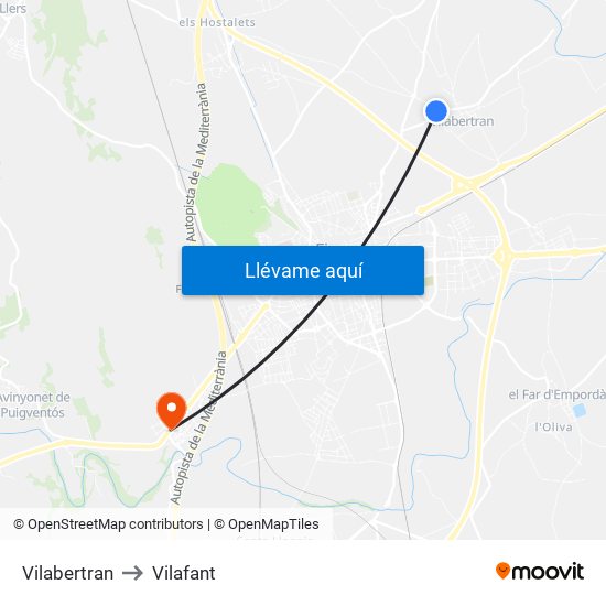 Vilabertran to Vilafant map