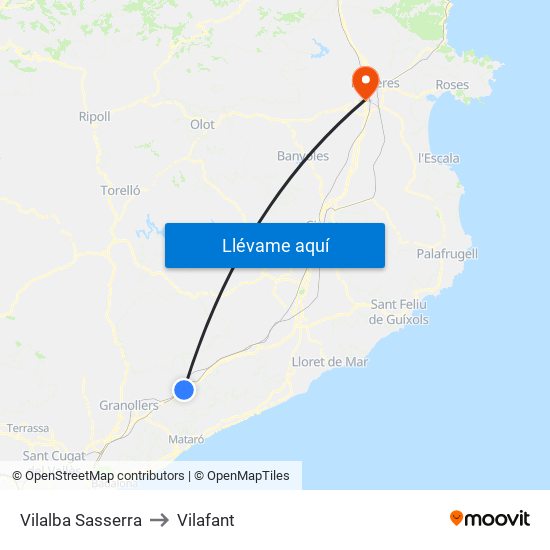 Vilalba Sasserra to Vilafant map