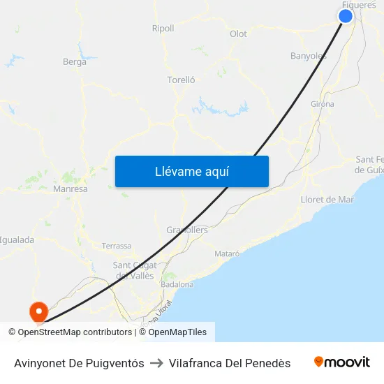 Avinyonet De Puigventós to Vilafranca Del Penedès map