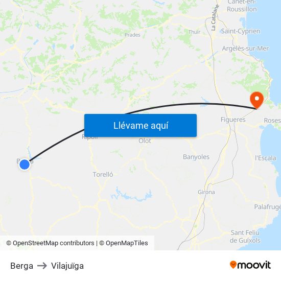 Berga to Vilajuïga map