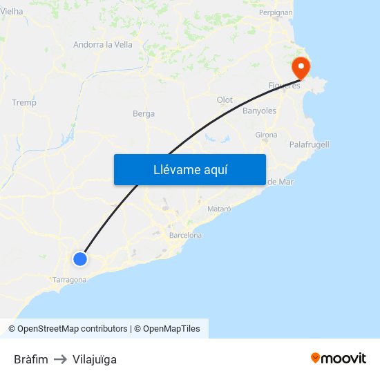Bràfim to Vilajuïga map