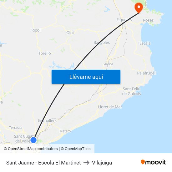 Sant Jaume - Escola El Martinet to Vilajuïga map