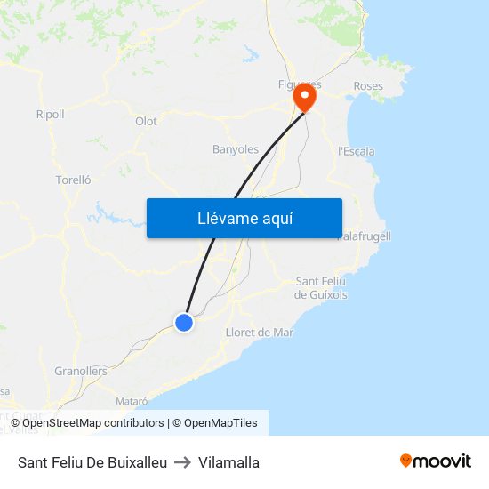 Sant Feliu De Buixalleu to Vilamalla map