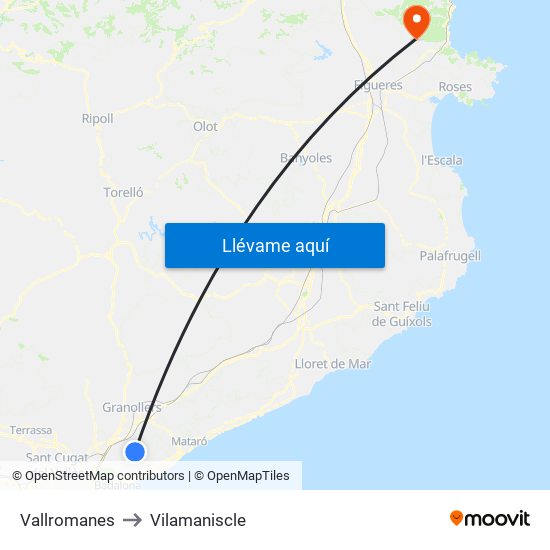 Vallromanes to Vilamaniscle map