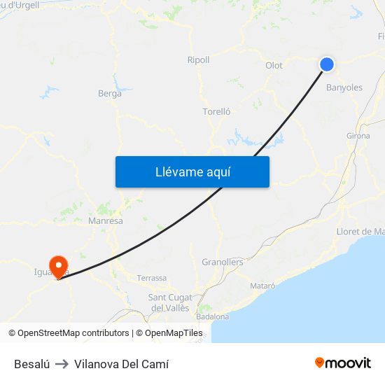 Besalú to Vilanova Del Camí map