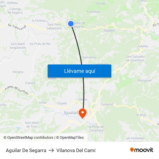 Aguilar De Segarra to Vilanova Del Camí map