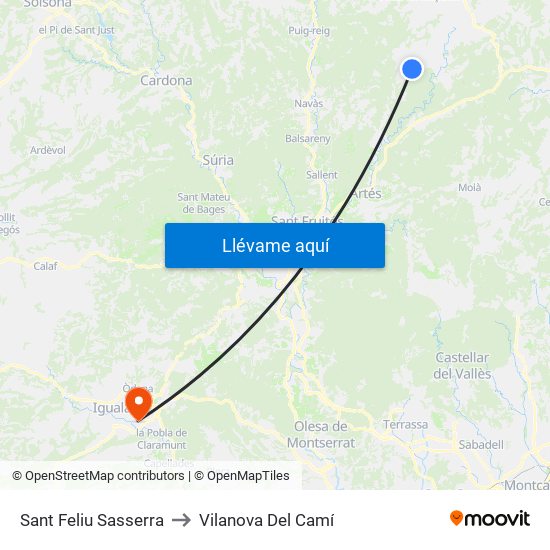 Sant Feliu Sasserra to Vilanova Del Camí map