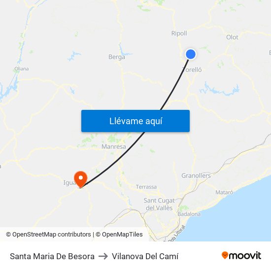 Santa Maria De Besora to Vilanova Del Camí map