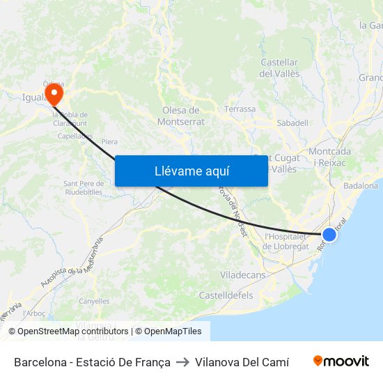 Barcelona - Estació De França to Vilanova Del Camí map