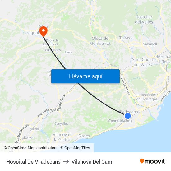 Hospital De Viladecans to Vilanova Del Camí map