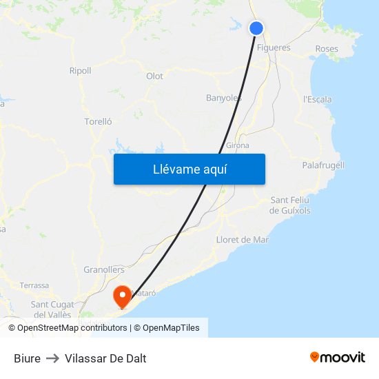 Biure to Vilassar De Dalt map