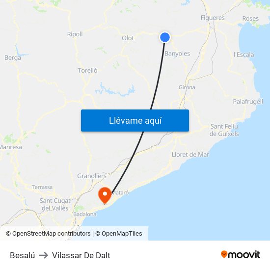 Besalú to Vilassar De Dalt map