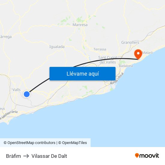 Bràfim to Vilassar De Dalt map