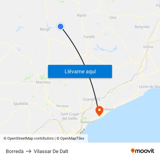 Borredà to Vilassar De Dalt map