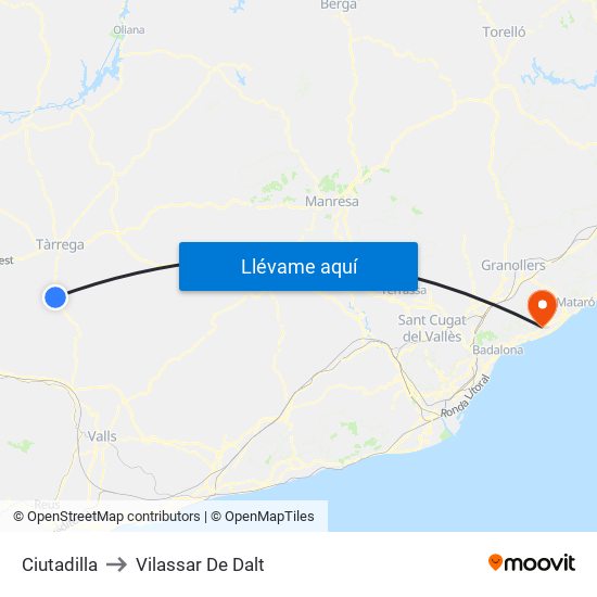 Ciutadilla to Vilassar De Dalt map