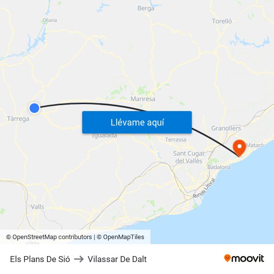 Els Plans De Sió to Vilassar De Dalt map