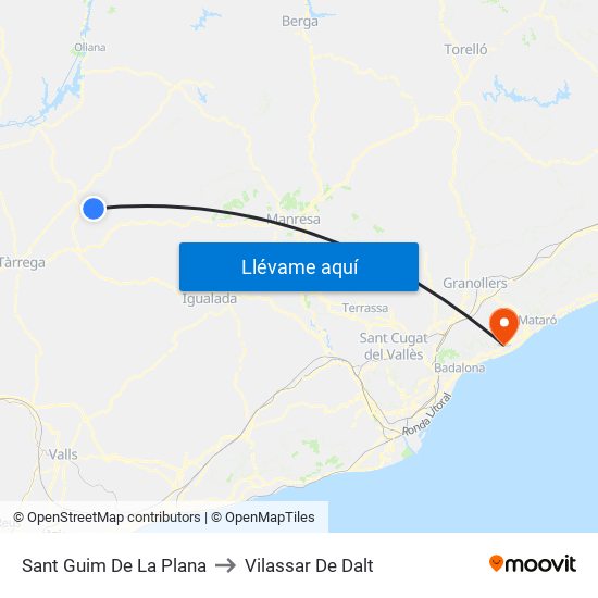 Sant Guim De La Plana to Vilassar De Dalt map