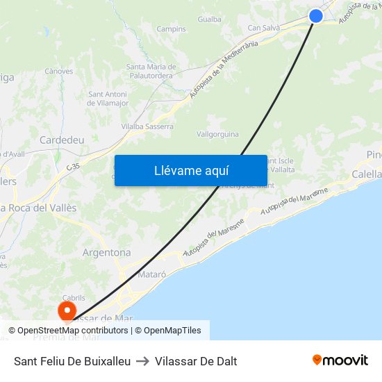 Sant Feliu De Buixalleu to Vilassar De Dalt map