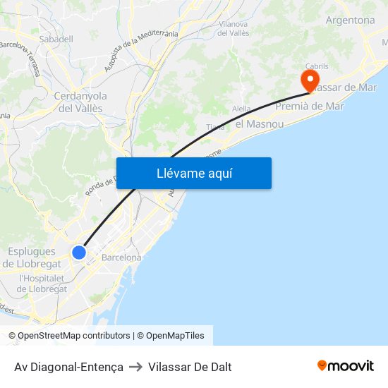 Av Diagonal-Entença to Vilassar De Dalt map