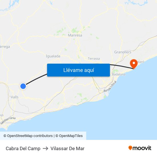 Cabra Del Camp to Vilassar De Mar map