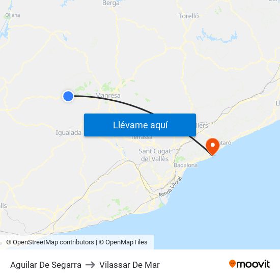 Aguilar De Segarra to Vilassar De Mar map