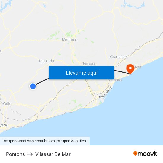 Pontons to Vilassar De Mar map