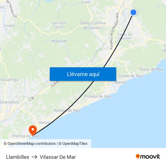 Llambilles to Vilassar De Mar map