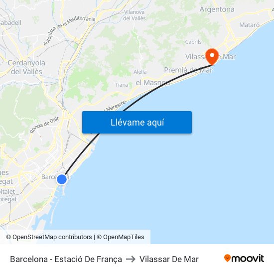 Barcelona - Estació De França to Vilassar De Mar map