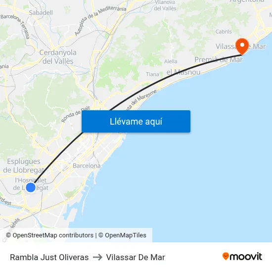 Rambla Just Oliveras to Vilassar De Mar map