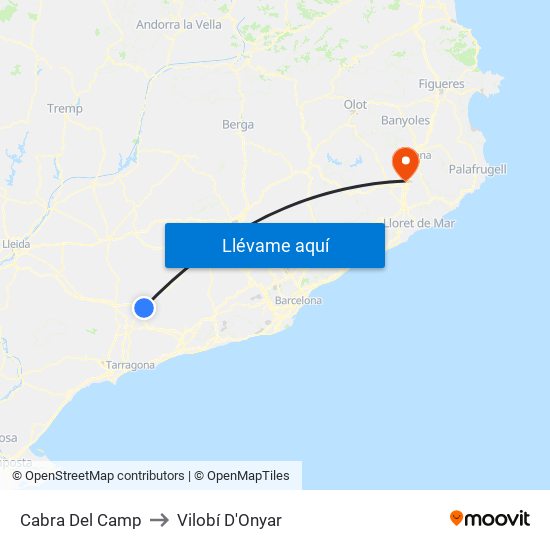 Cabra Del Camp to Vilobí D'Onyar map
