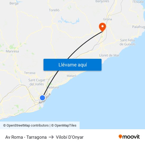 Av Roma - Tarragona to Vilobí D'Onyar map