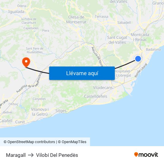 Maragall to Vilobí Del Penedès map