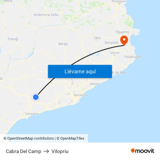 Cabra Del Camp to Vilopriu map