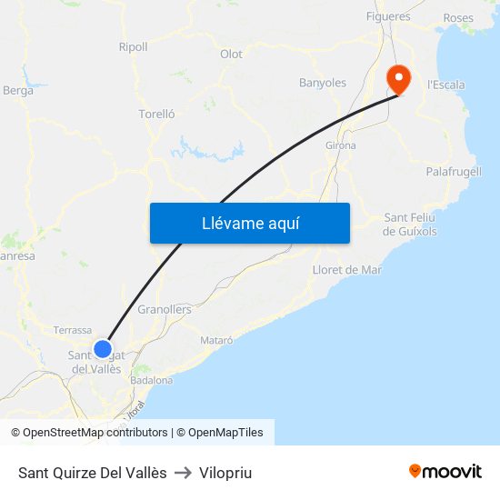 Sant Quirze Del Vallès to Vilopriu map