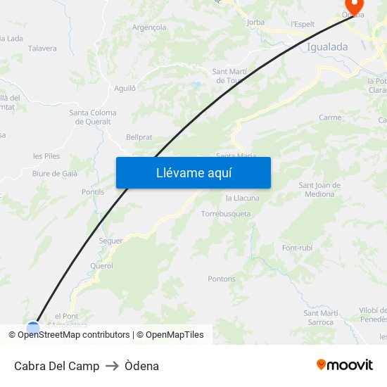 Cabra Del Camp to Òdena map