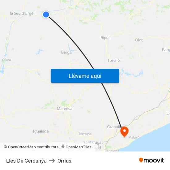 Lles De Cerdanya to Òrrius map