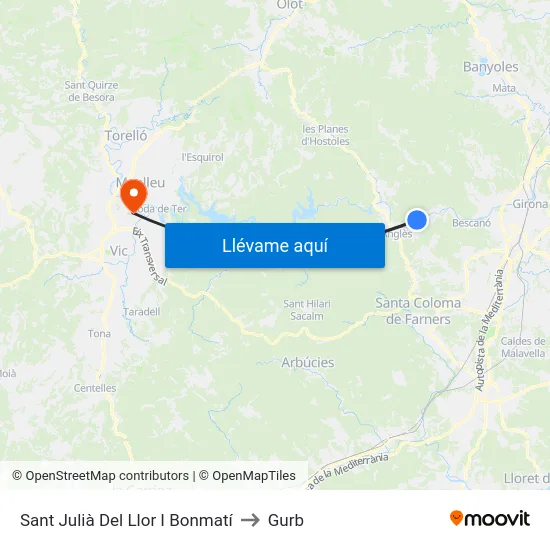 Sant Julià Del Llor I Bonmatí to Gurb map