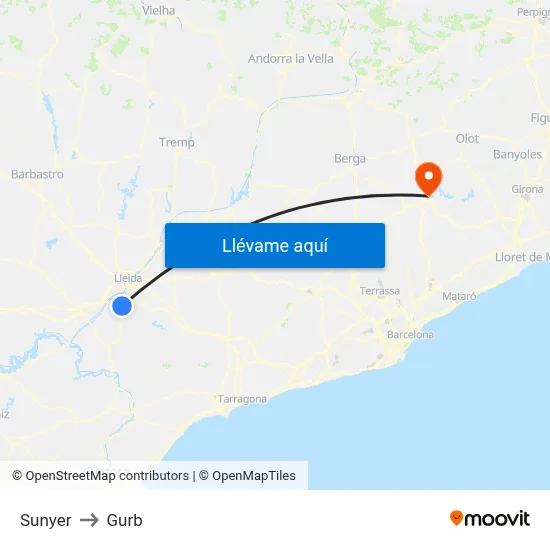 Sunyer to Gurb map