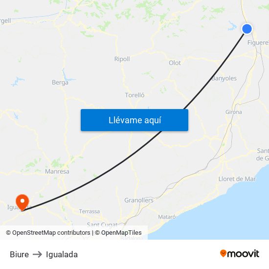 Biure to Igualada map