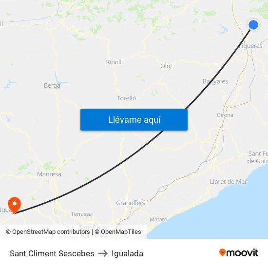 Sant Climent Sescebes to Igualada map
