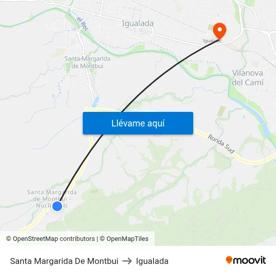 Santa Margarida De Montbui to Igualada map