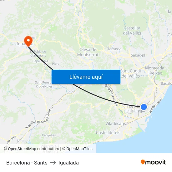 Barcelona - Sants to Igualada map