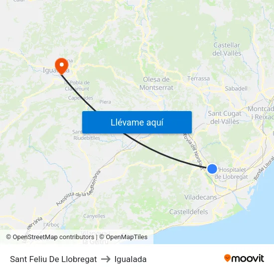 Sant Feliu De Llobregat to Igualada map